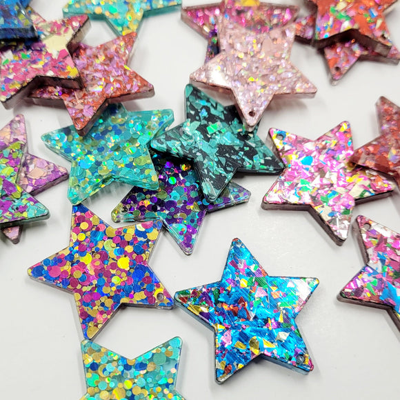 Acrylic Glitter Star Blanks (ST100) 17mm - 10 Pack