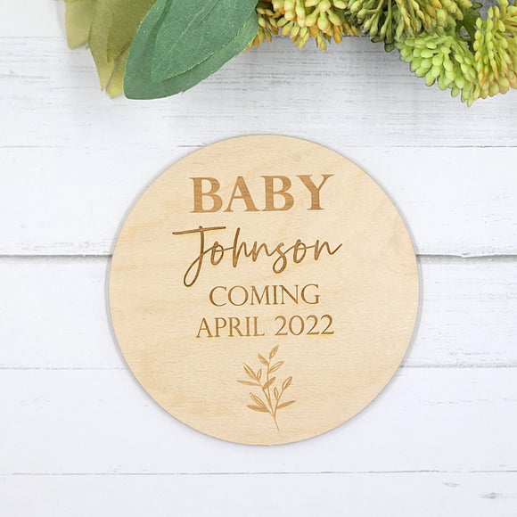 Baby, Coming Soon. Pregnancy Announcement Plaque