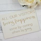 Hand painted Wooden Sign - All our visitors bring happiness