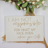 Hand painted Wooden Sign - I am not responsible